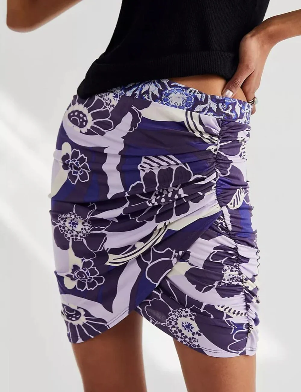Free People She's Something Else Printed Mini Skirt in Plum